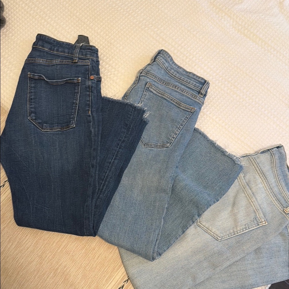 BUNDLE: Zara Dark and Light Blue Cropped Jeans, sizes 38/ 40/ 42